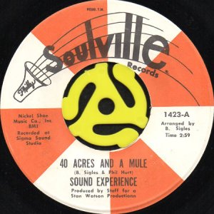 画像1: SOUND EXPERIENCE / 40 ACRES AND A MULE b/w BLOW YOUR MIND (45's) (1)