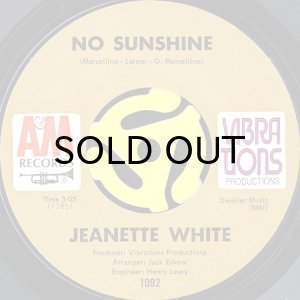 画像2: JEANETTE WHITE / MUSIC b/w NO SUNSHINE (45's) (2)