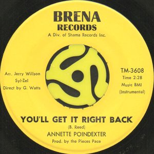 画像2: ANNETTE POINDEXTER / YOU'LL GET IT RIGHT BACK (45's) (2)
