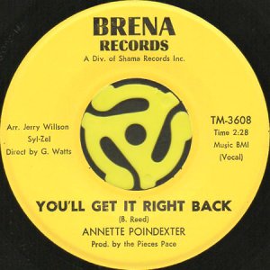 画像1: ANNETTE POINDEXTER / YOU'LL GET IT RIGHT BACK (45's) (1)