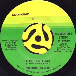 画像1: FREDDIE NORTH / LOVE TO HATE (45's) (1)