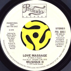 画像1: MUSIQUE II / LOVE MASSAGE b/w NUMBER ONE (45's) (WHITE PROMO) (1)