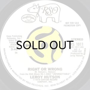 画像2: LEROY HUTSON / RIGHT OR WRONG (45's) (WHITE PROMO) (2)