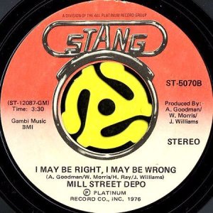 画像1: MILL STREET DEPO / YOU WON'T SUPPORT ME b/w I WAY BE RIGHT, I MAY BE WRONG (45's) (1)