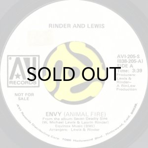 画像1: RINDER AND LEWIS / ENVY (ANIMAL FIRE) b/w LUST (45's) (WHITE PROMO) (1)