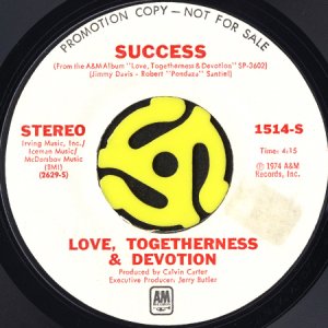 画像2: LOVE, TOGETHERNESS & DEVOTION / SUCCESS (45's) (WHITE PROMO) (2)