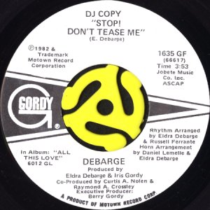 画像1: DEBARGE / STOP! DON'T TEASE ME (45's) (WHITE PROMO) (1)