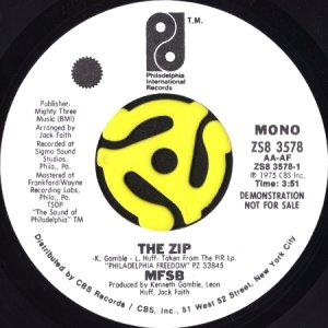 画像1: MFSB / THE ZIP (45's) (WHITE PROMO) (1)