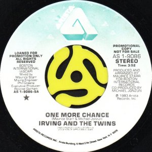 画像2: IRVING AND THE TWINS / ONE MORE CHANCE (45's) (PROMO) (2)