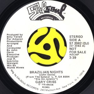 画像2: GARY CRISS / BRAZILIAN NIGHTS (45's) (WHITE PROMO) (2)