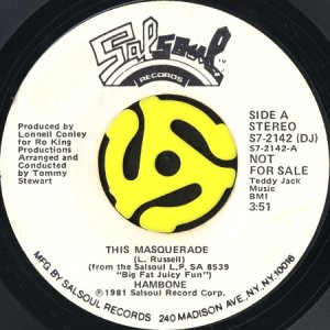 画像2: HAMBONE / THIS MASQUERADE (45's) (WHITE PROMO) (2)