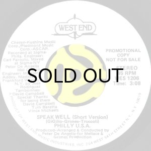 画像1: PHILLY U.S.A. / SPEAK WELL (45's) (WHITE PROMO) (1)