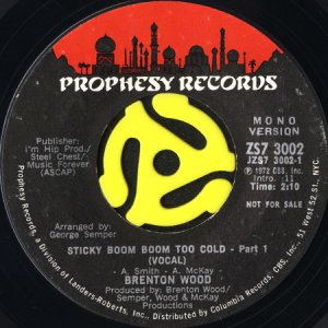 画像1: BRENTON WOOD / STICKY BOOM BOOM TOO COLD (45's) (PROMO) (1)