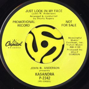 画像2: JOHN W. ANDERSON PRESENTS KASANDRA / DON'T PAT ME ON THE BACK AND CALL ME BROTHER (45's) (PROMO) (2)