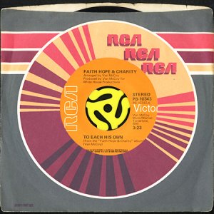 画像3: FAITH HOPE & CHARITY / TO EACH HIS OWN (45's) (3)