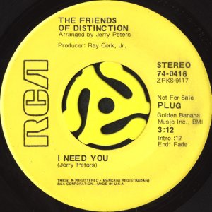画像1: THE FRIENDS OF DISTINCTION / I NEED YOU b/w CHECK IT OUT (45's) (PROMO) (1)