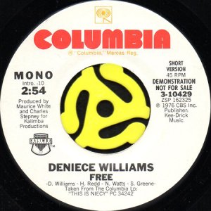画像1: DENIECE WILLIAMS / FREE (45's) (WHITE PROMO) (1)