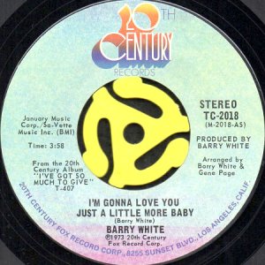 画像1: BARRY WHITE / I'M GONNA LOVE YOU JUST A LITTLE MORE BABY (45's) (1)
