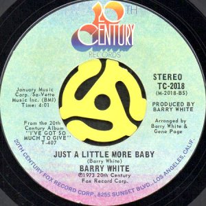 画像2: BARRY WHITE / I'M GONNA LOVE YOU JUST A LITTLE MORE BABY (45's) (2)