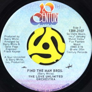 画像2: THE LOVE UNLIMITED ORCHESTRA / THEME FROM TOGETHER BROTHERS b/w FIND MAN BROS (45's) (CANADA) (2)