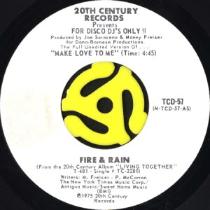 画像2: FIRE & RAIN / MAKE LOVE TO ME (45's) (WHITE PROMO) (2)