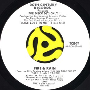 画像1: FIRE & RAIN / MAKE LOVE TO ME (45's) (WHITE PROMO) (1)