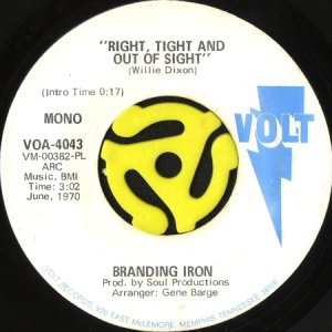 画像1: BRANDING IRON / RIGHT, TIGHT AND OUT OF SIGHT (45's) (WHITE PROMO) (1)