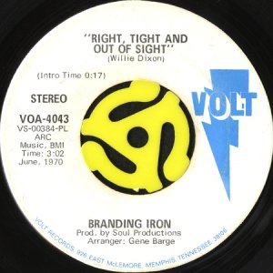画像2: BRANDING IRON / RIGHT, TIGHT AND OUT OF SIGHT (45's) (WHITE PROMO) (2)