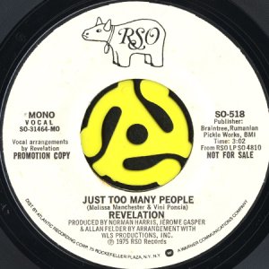 画像1: REVELATION / JUST TOO MANY PEOPLE (45's) (WHITE PROMO) (1)
