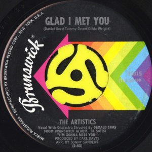 画像2: THE ARTISTICS / GIRL I NEED YOU b/w GLAD I MET YOU (45's) (2)