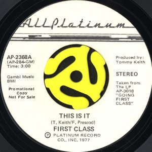 画像1: FIRST CLASS / THIS IS IT (45's) (WHITE PROMO) (1)