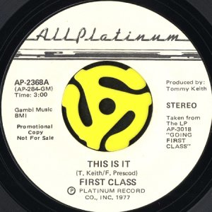 画像2: FIRST CLASS / THIS IS IT (45's) (WHITE PROMO) (2)