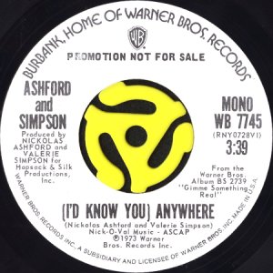 画像1: ASHFORD & SIMPSON / (I'D KNOW YOU) ANYWHERE (45's) (WHITE PROMO)  (1)