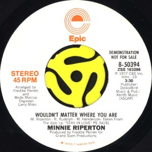 画像2: MINNIE RIPERTON / WOULDN'T MATTER WHERE YOU ARE (45's) (WHITE PROMO) (2)