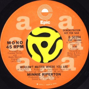 画像1: MINNIE RIPERTON / WOULDN'T MATTER WHERE YOU ARE (45's) (WHITE PROMO) (1)