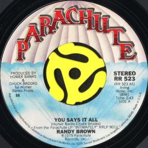 画像1: RANDY BROWN / YOU SAYS IT ALL b/w CRAZY 'BOUT YOU BABY (45's) (1)