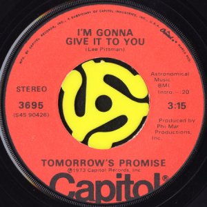 画像2: TOMORROW'S PROMISE / YOU'RE SWEET, YOU'RE FINE, YOU'RE EVERYTHING b/w I'M GONNA GIVE IT TO YOU (45's) (2)