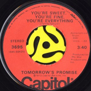 画像1: TOMORROW'S PROMISE / YOU'RE SWEET, YOU'RE FINE, YOU'RE EVERYTHING b/w I'M GONNA GIVE IT TO YOU (45's) (1)