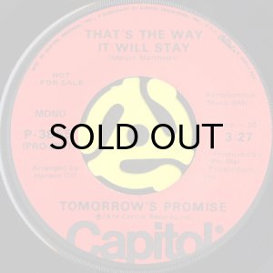 画像1: TOMORROW'S PROMISE / THAT'S THE WAY IT WILL STAY (45's) (PROMO) (1)