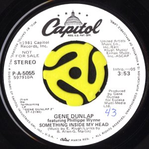 画像1: GENE DUNLAP feat. PHILLIPPE WYNNE / SOMETHING INSIDE MY HEAD (45's) (WHITE PROMO) (1)
