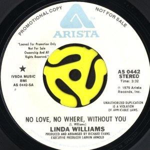 画像1: LINDA WILLIAMS / NO LOVE, NO WHERE, WITHOUT YOU (45's) (WHITE PROMO) (1)