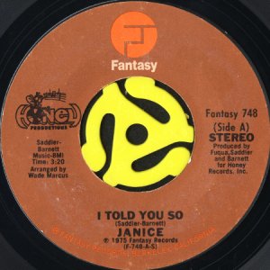 画像1: JANICE / I TOLD YOU SO b/w HIM (45's) (1)