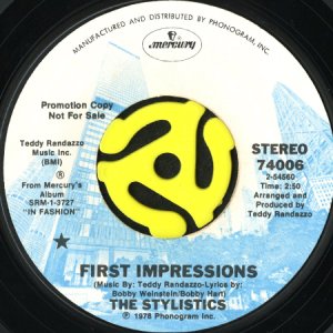 画像1: THE STYLISTICS / FIRST IMPRESSIONS (45's) (WHITE PROMO) (1)