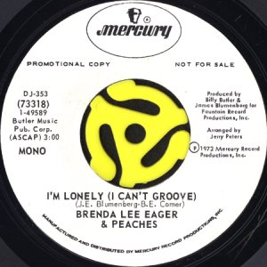 画像1: BRENDA LEE EAGER & PEACHES / I'M LONELY (I CAN'T GROOVE) (45's) (WHITE PROMO) (1)