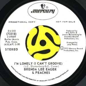 画像2: BRENDA LEE EAGER & PEACHES / I'M LONELY (I CAN'T GROOVE) (45's) (WHITE PROMO) (2)