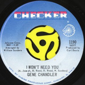 画像2: GENE CHANDLER / NO PEACE, NO SATISFACTION b/w I WON'T NEED YOU (45's) (2)