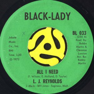 画像1: L.J. REYNOLDS / ALL I NEED b/w COOKIN' WITH NIXON (45's) (BLACK-LADY) (1)