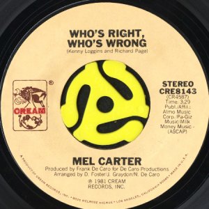 画像1: MEL CARTER / WHO'S RIGHT, WHO'S WRONG (45's) (1)