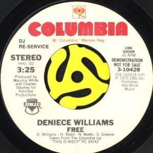 画像2: DENIECE WILLIAMS / FREE (45's) (WHITE PROMO) (DJ RE-SERVICE) (2)