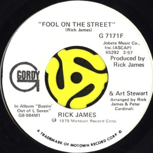 画像2: RICK JAMES / FOOL ON THE STREET (45's) (WHITE PROMO) (2)